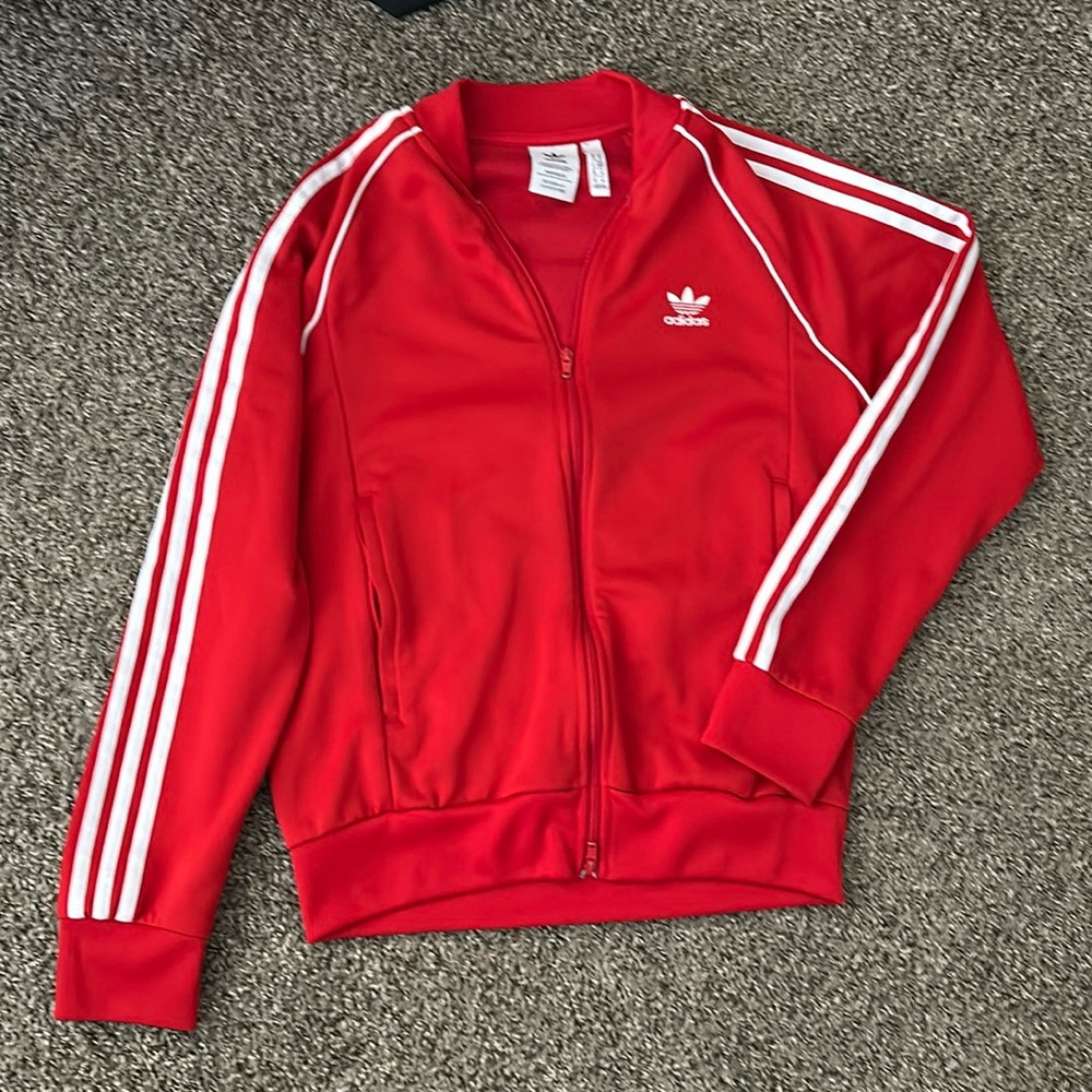 Red ADIDAS Zip Up Track Shirt